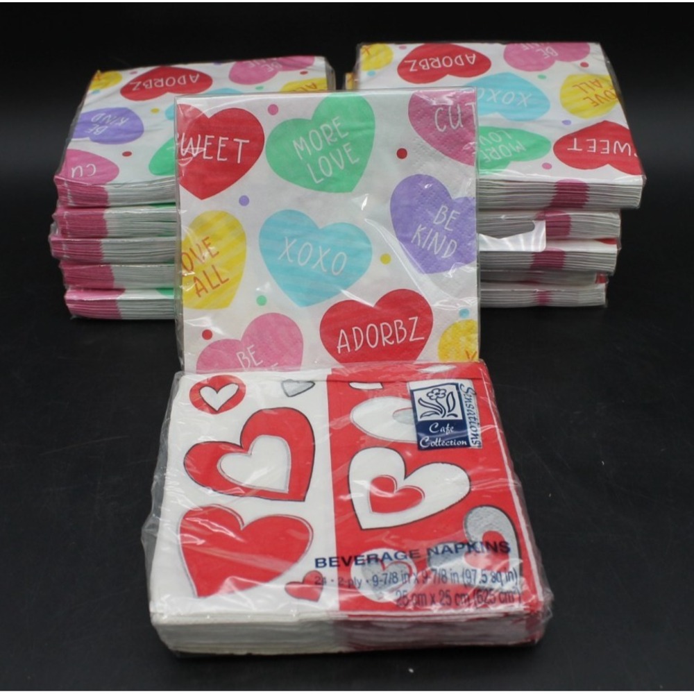 Valentine Paper Napkins Lot 12 Packs Hearts Party Beverage Craft Decoupage 2-Ply